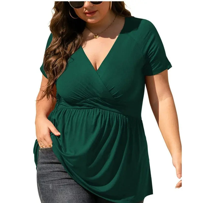 Women's Plus Size T-shirt V-neck Top J&M Cheap Store