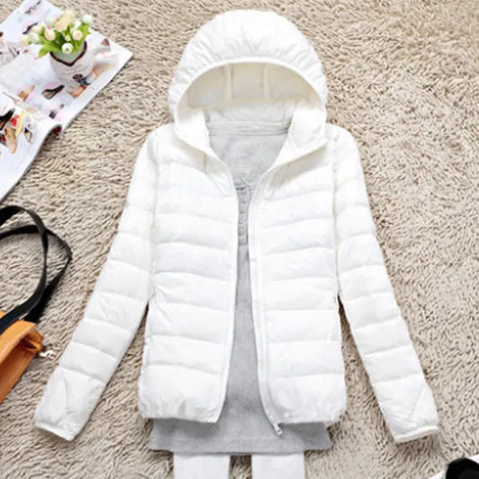 Thin Hood Short White Duck Down Warm Jacket J&M Cheap Store