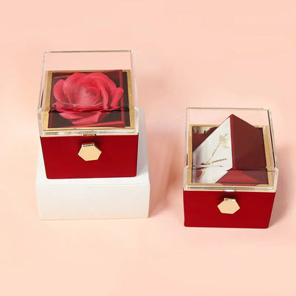 Rotating Soap Flower Rose Gift Box Creative Rotating Rose Jewelry Packaging Box Valentine's Day Gift For Women J&M Cheap Store