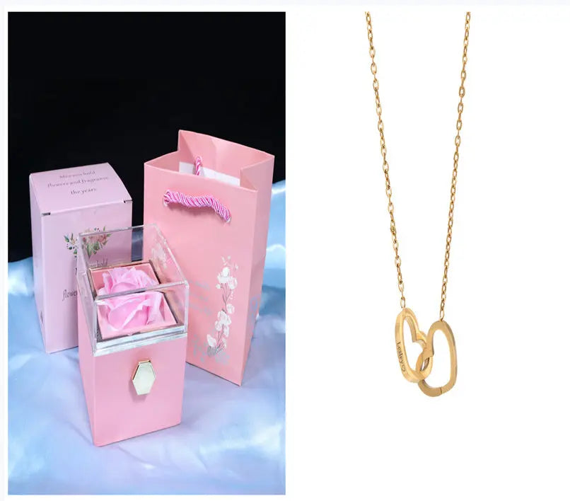 Rotating Soap Flower Rose Gift Box Creative Rotating Rose Jewelry Packaging Box Valentine's Day Gift For Women J&M Cheap Store