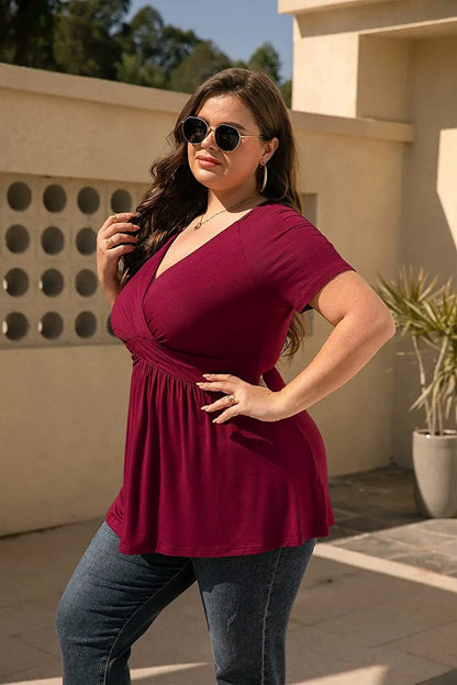 Women's Plus Size T-shirt V-neck Top J&M Cheap Store