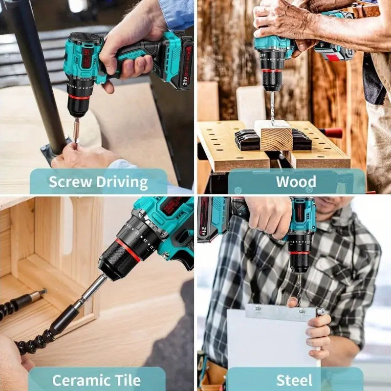 Brushless Cordless Screwdriver Set 21V, Cordless Drill Driver Brushless, Cordless Impact Drill Driver, Cordless Drill Driver Drilling Machine Cordless Drill Screwdriver (55 Nm, 2-Speed Gearbox, 23+3 Steps, 2X 2.0 Ah Batteries J&M Cheap Store