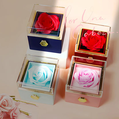 Rotating Soap Flower Rose Gift Box Creative Rotating Rose Jewelry Packaging Box Valentine's Day Gift For Women J&M Cheap Store