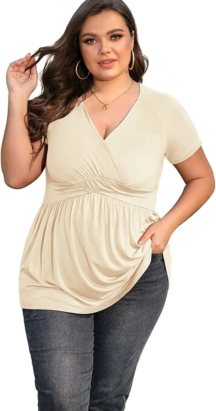 Women's Plus Size T-shirt V-neck Top J&M Cheap Store