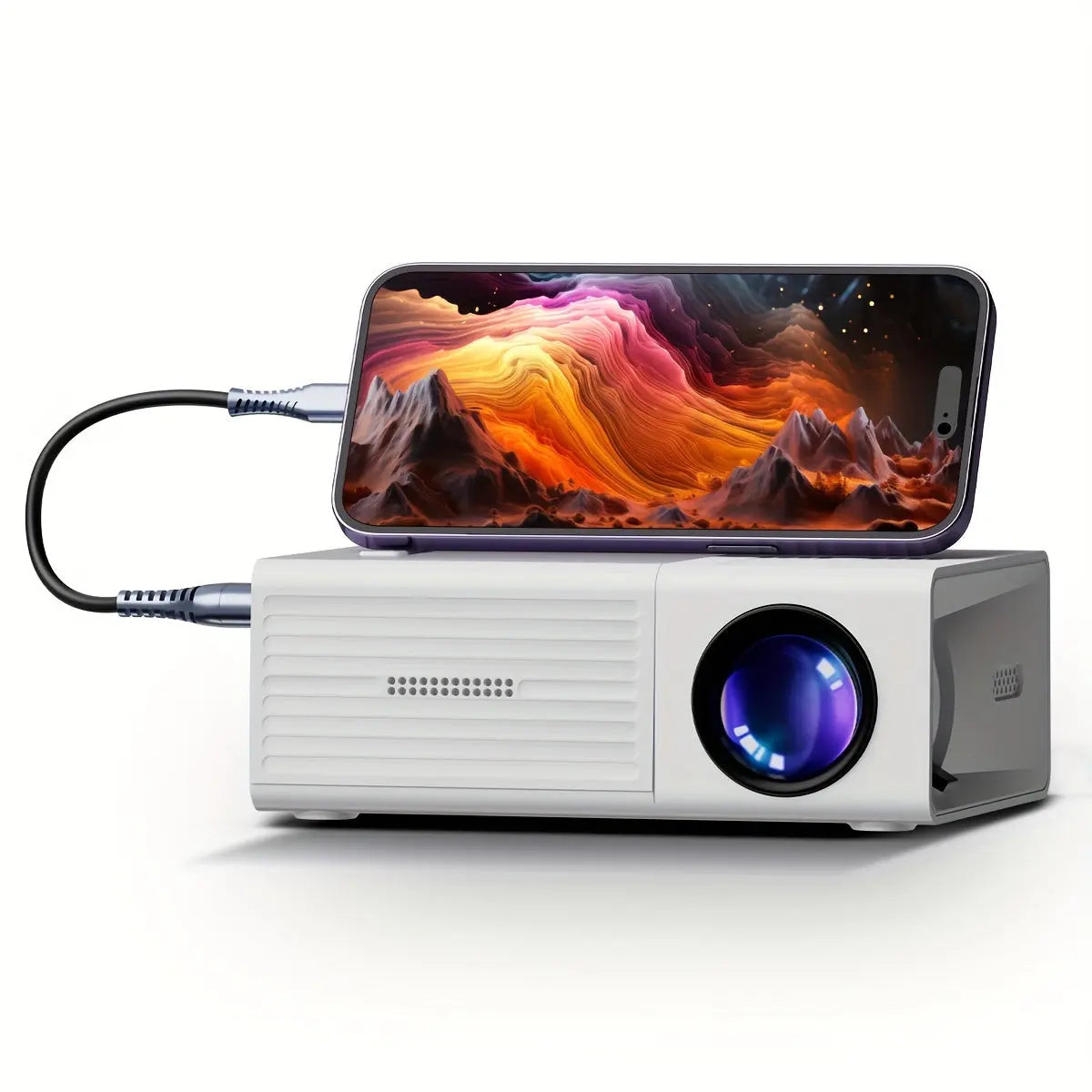 Portable Projector, Supporting 1080P, with USB Interface And Remote Control, Compatible with Smartphones/Tablets/Laptops/Tv Sticks/Usb Drives J&M Cheap Store