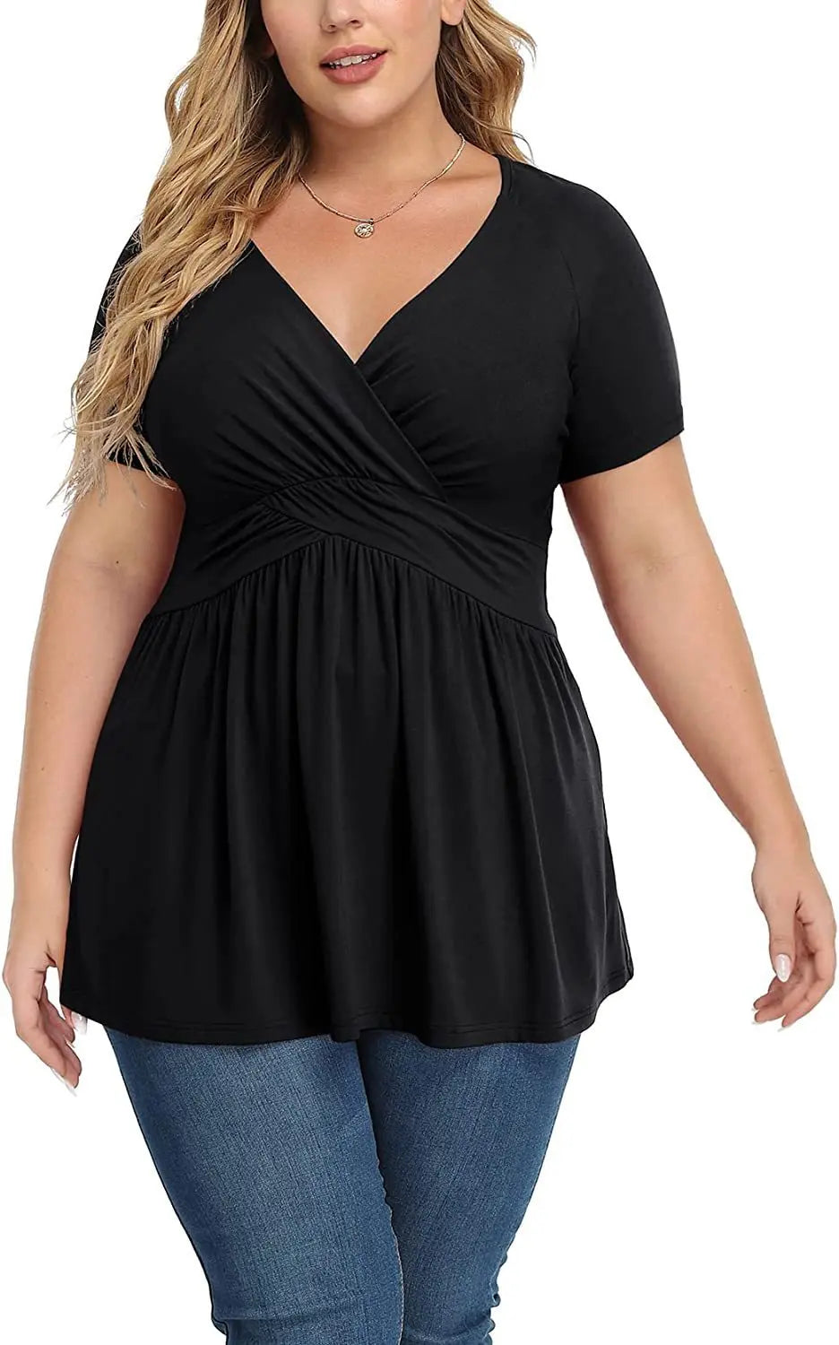 Women's Plus Size T-shirt V-neck Top J&M Cheap Store