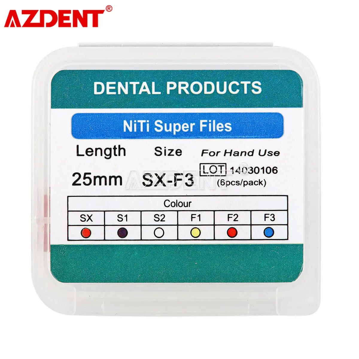 6pcs/Box AZDENT Dental Endodontics NiTi Hand Use Super Rotary File SX-F3 25mm Dental Root Canal File J&M Cheap Store