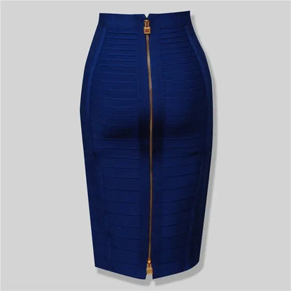 13 Colors Plus Size XL XXL 58cm Women Sexy Zipper Black Blue Orange Red Rayon Bandage Skirt 2024 Designer A Line Skirt Faldas - J&M Cheap Store