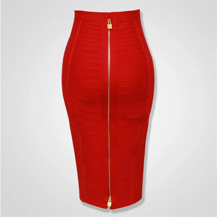 13 Colors Plus Size XL XXL 58cm Women Sexy Zipper Black Blue Orange Red Rayon Bandage Skirt 2024 Designer A Line Skirt Faldas - J&M Cheap Store