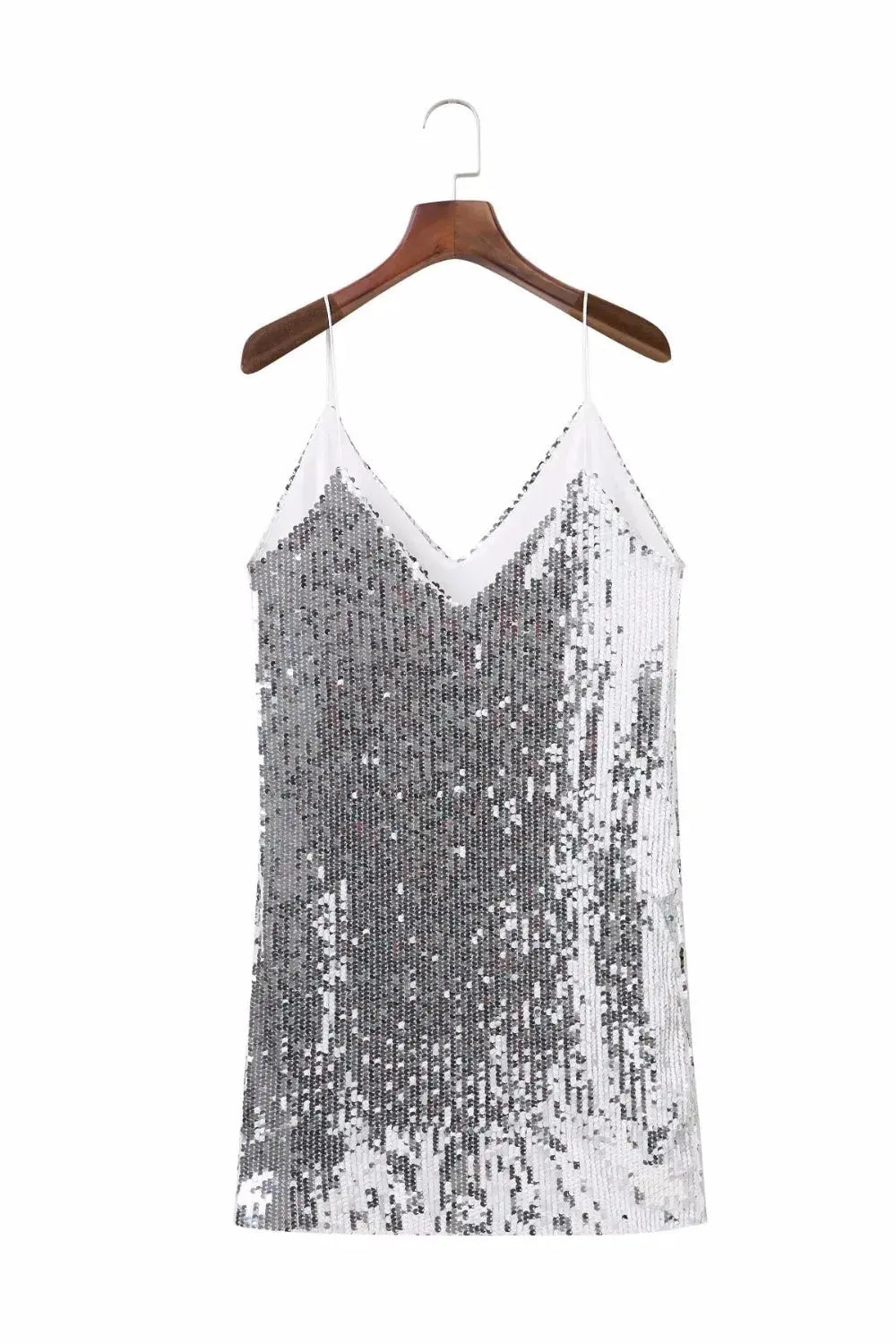 Deep V Neck Autumn Silver Sequined Backless Sexy Dress Women Off Shoulder Mini Dress Christmas Party Club Strap Dresses Vestidos J&M Cheap Store