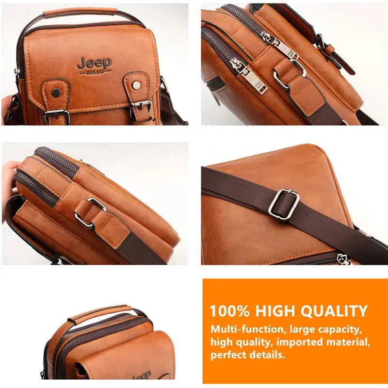 JEEP BULUO Multi-function Business Handbags Men New Man's Shoulder Bag Large Capacity Leather Messenger Bag Crossbody Big Brand J&M Cheap Store