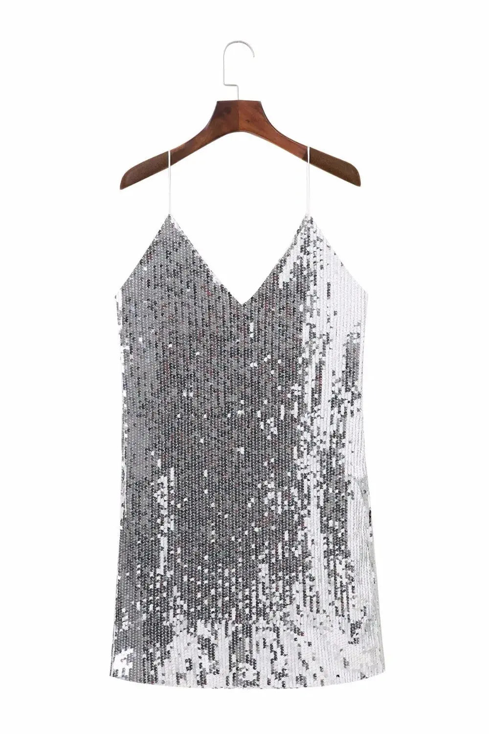 Deep V Neck Autumn Silver Sequined Backless Sexy Dress Women Off Shoulder Mini Dress Christmas Party Club Strap Dresses Vestidos J&M Cheap Store