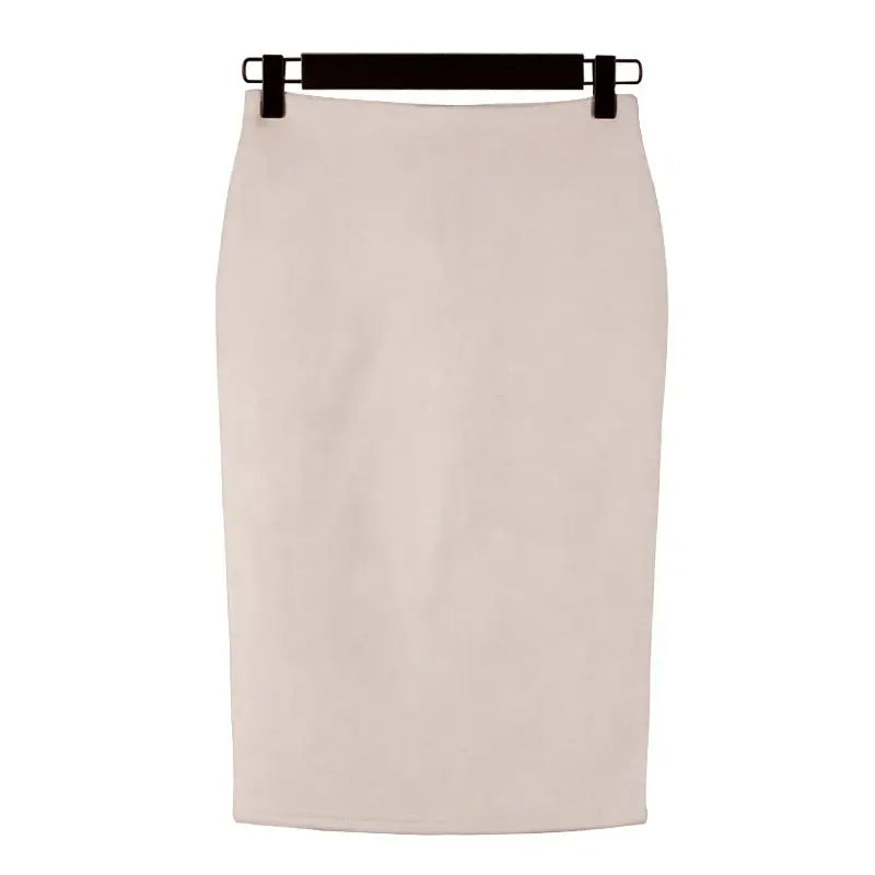 Sexy Multi Color Suede Midi Pencil Skirt Women 2024 Fashion Elastic High Waist Office Lady Bodycon Skirts Saias - J&M Cheap Store