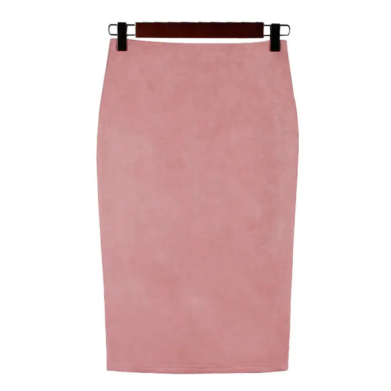 Sexy Multi Color Suede Midi Pencil Skirt Women 2024 Fashion Elastic High Waist Office Lady Bodycon Skirts Saias - J&M Cheap Store