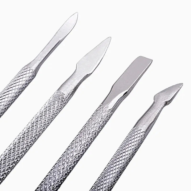 4 Teile/satz stahl Doppel-ended Häutchen Pusher Dead Skin Remover Maniküre reiniger Pflege nägel kunst werkzeug Alle für maniküre set J&M Cheap Store