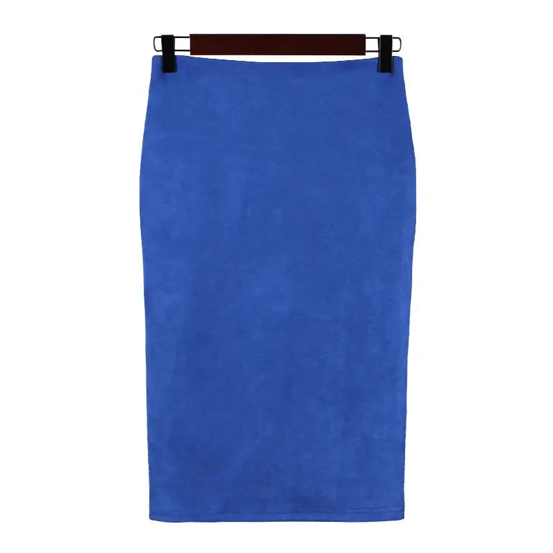 Sexy Multi Color Suede Midi Pencil Skirt Women 2024 Fashion Elastic High Waist Office Lady Bodycon Skirts Saias - J&M Cheap Store