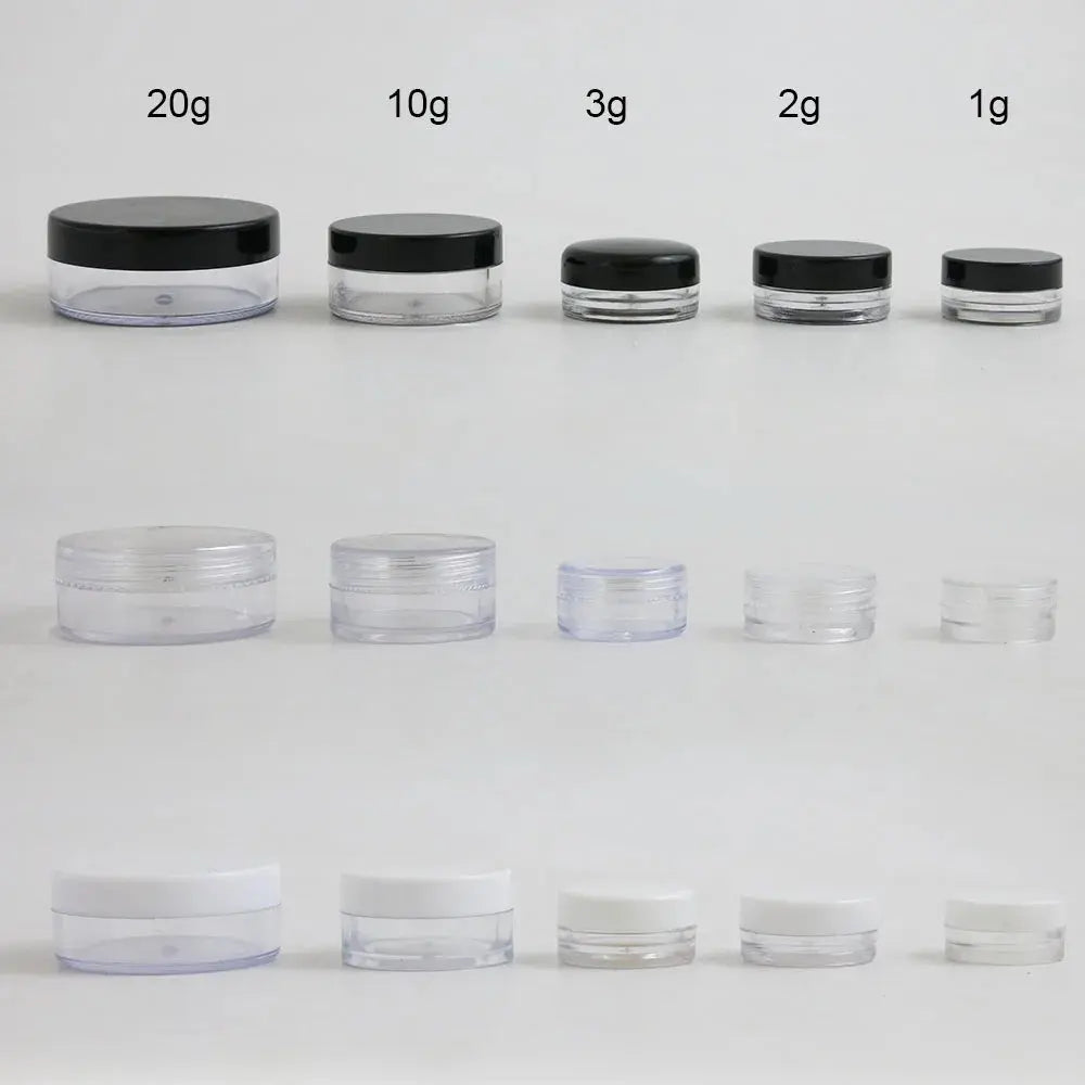 50 x 1g 2g  3g  10g  20g High Quality Empty Transparent PS Cream Jar With Three Plastic Cap Cosmetic Make Up Containers J&M Cheap Store