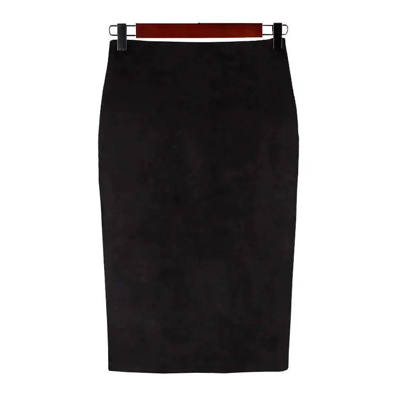 Sexy Multi Color Suede Midi Pencil Skirt Women 2024 Fashion Elastic High Waist Office Lady Bodycon Skirts Saias - J&M Cheap Store