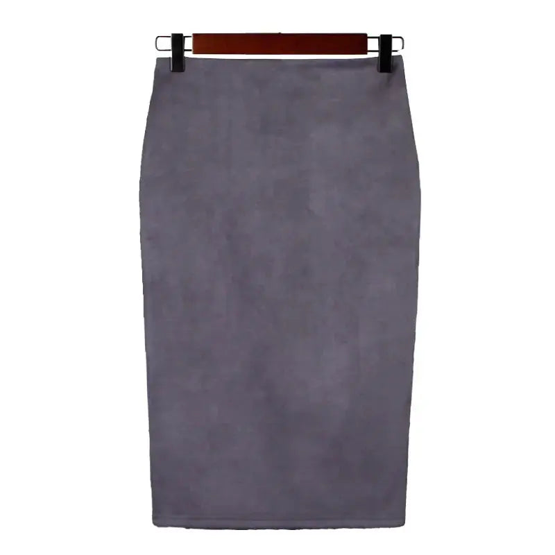 Sexy Multi Color Suede Midi Pencil Skirt Women 2024 Fashion Elastic High Waist Office Lady Bodycon Skirts Saias - J&M Cheap Store