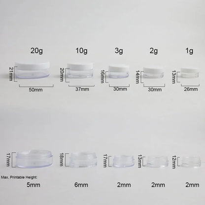 50 x 1g 2g  3g  10g  20g High Quality Empty Transparent PS Cream Jar With Three Plastic Cap Cosmetic Make Up Containers J&M Cheap Store