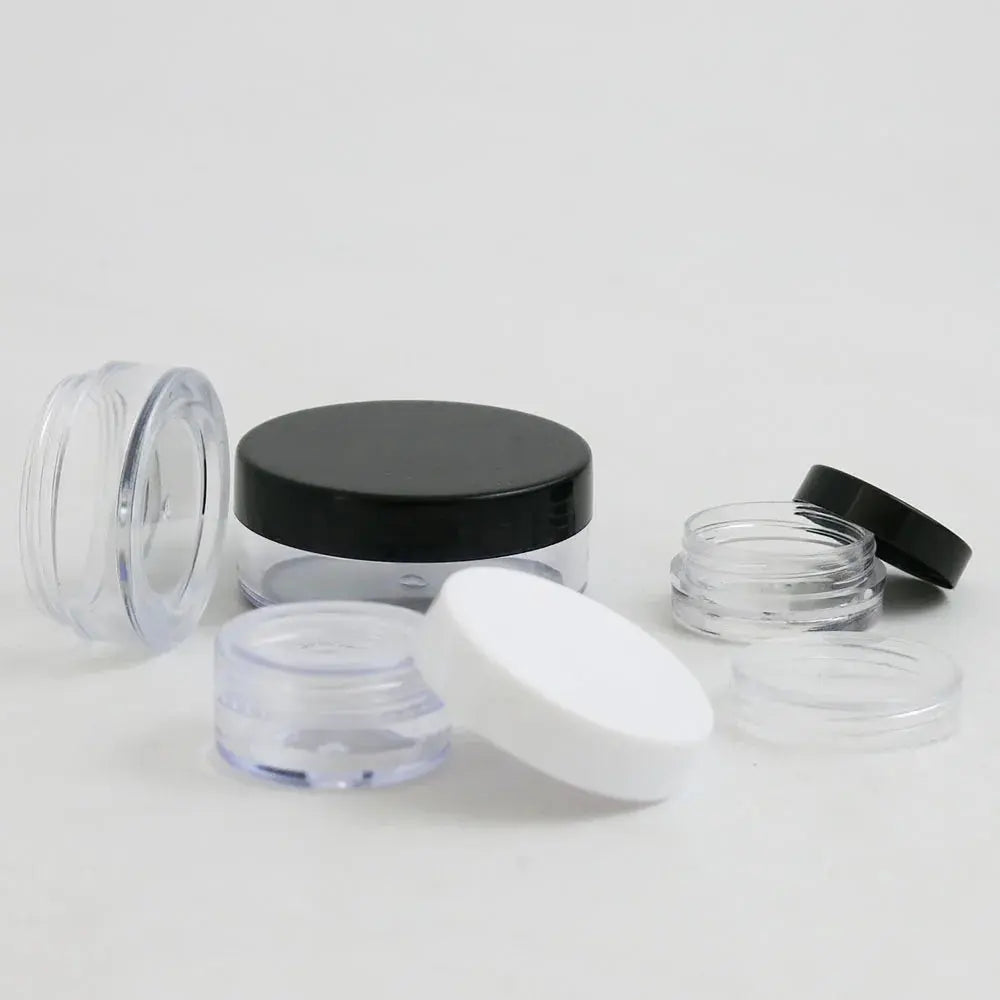 50 x 1g 2g  3g  10g  20g High Quality Empty Transparent PS Cream Jar With Three Plastic Cap Cosmetic Make Up Containers J&M Cheap Store