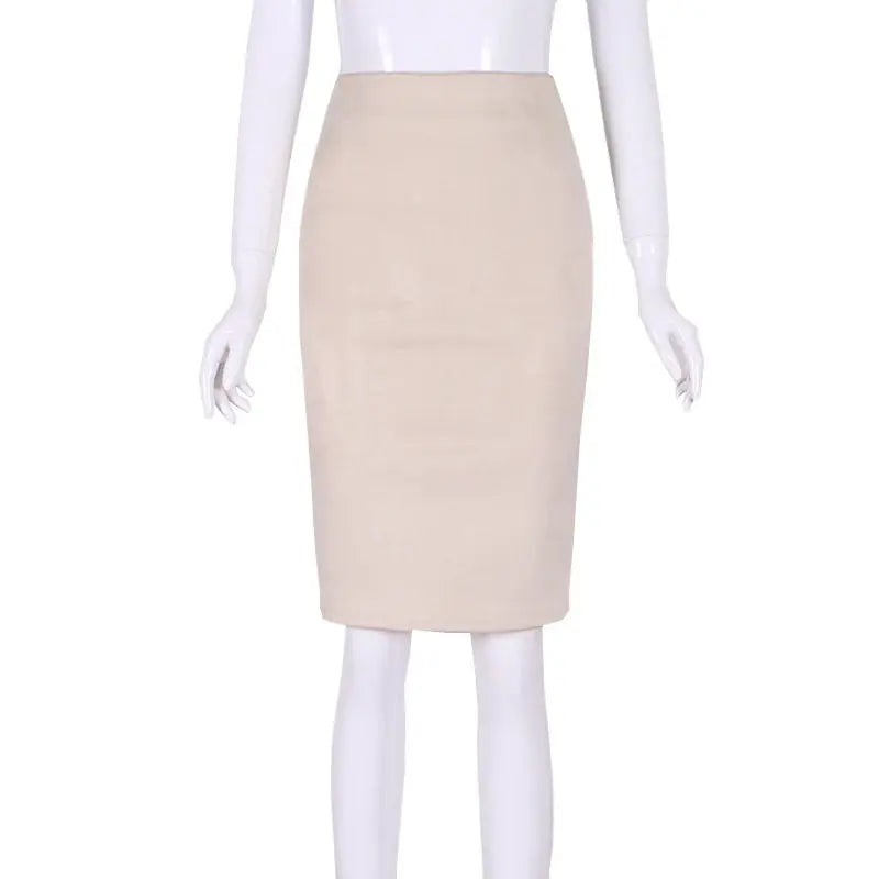 Sexy Multi Color Suede Midi Pencil Skirt Women 2024 Fashion Elastic High Waist Office Lady Bodycon Skirts Saias - J&M Cheap Store