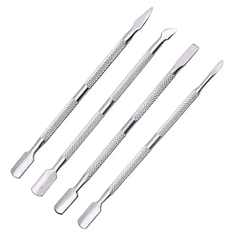 4 Teile/satz stahl Doppel-ended Häutchen Pusher Dead Skin Remover Maniküre reiniger Pflege nägel kunst werkzeug Alle für maniküre set J&M Cheap Store