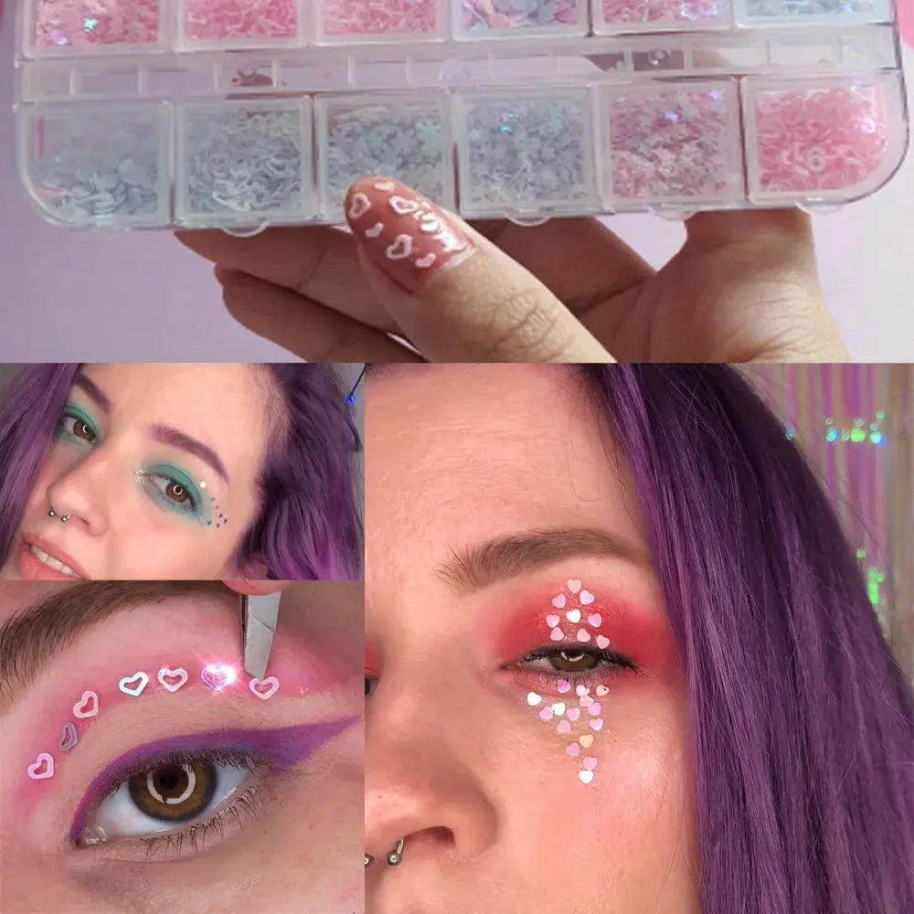 Pailletten Holographische Holo Liebe Stern Rosa Weiß Nagel Body Art Glitter Box Pailletten Nägel Paillette Flakes Dekoration Maniküre Werkzeuge J&M Cheap Store