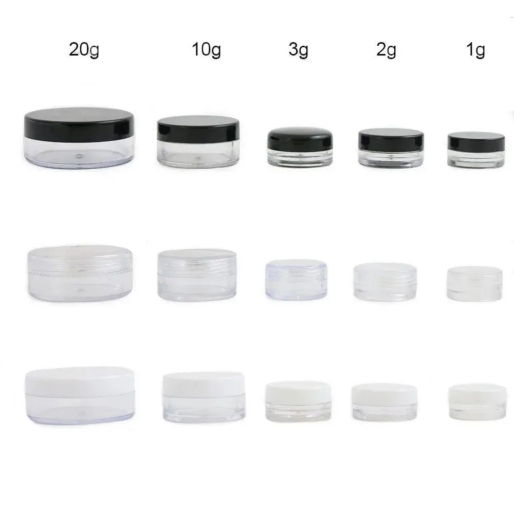 50 x 1g 2g  3g  10g  20g High Quality Empty Transparent PS Cream Jar With Three Plastic Cap Cosmetic Make Up Containers J&M Cheap Store