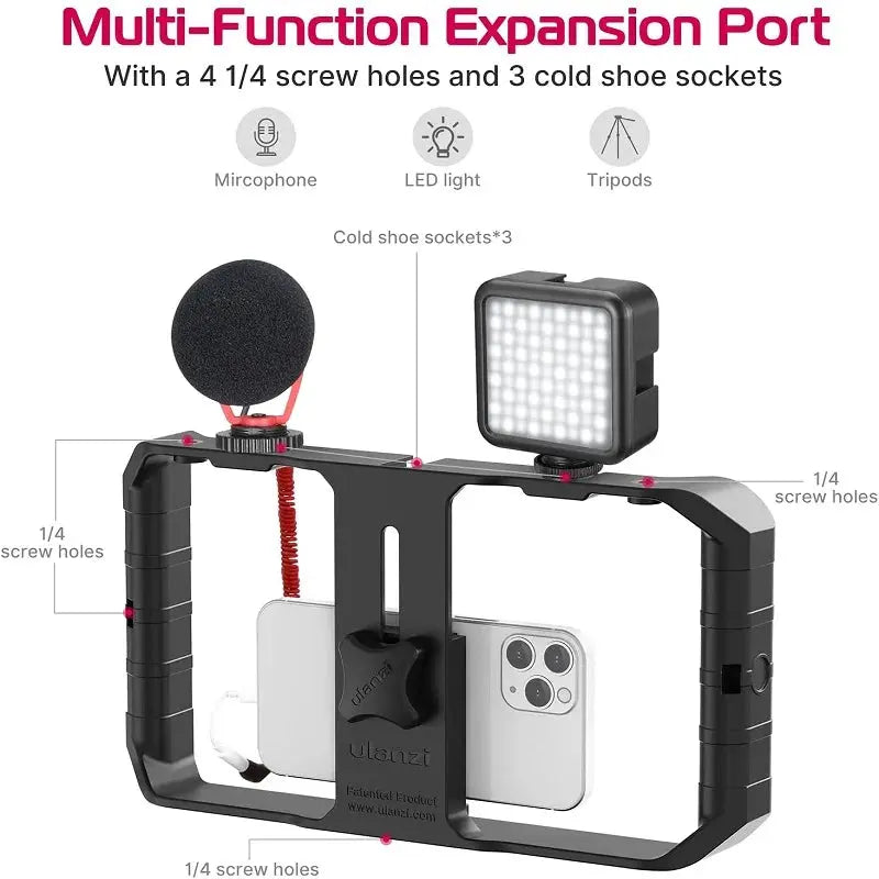 Ulanzi Smartphone Cage Filmmaking Case Small U Rig Hand Grip Phone Video Stabilizer With Cold Mount for iPhone 13 14 15 Android J&M Cheap Store