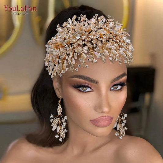 YouLaPan HP377 Ladies Wedding Crown Bridal Crowns for Brides Hair Accessories Metal Crystal Bridal Hair Band Wedding Tiara J&M Cheap Store