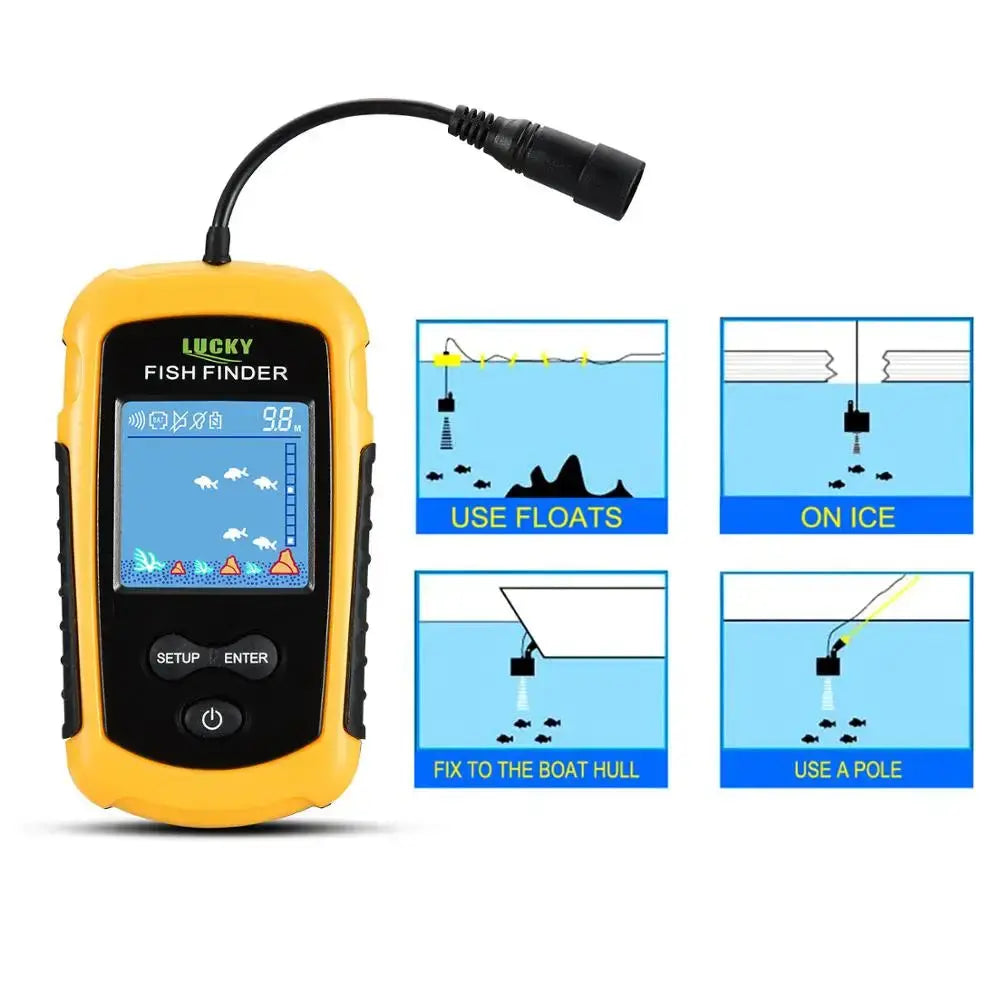 FFC1108-1 Alarm 100M Portable Sonar Fish Finders 45 degrees Sonar Coverage Echo Sounder Alarm Transducer Lake Sea Fishing J&M Cheap Store