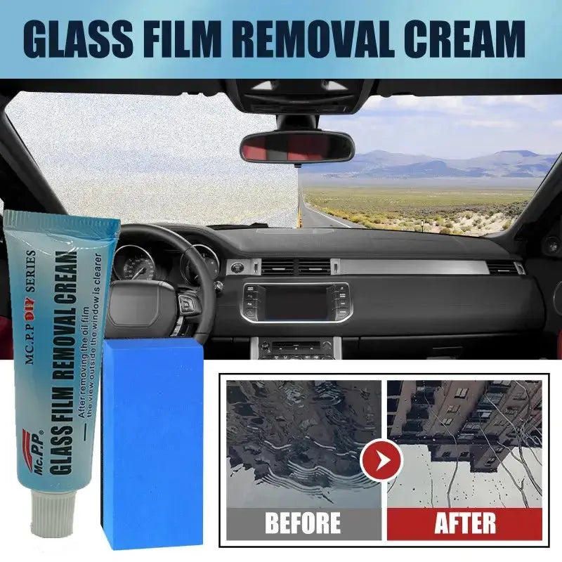 Car Glass Oil Film Removal Paste, Front Windshield Cleaner Decontamination Oil Film Removal Water Spot-Remover For All Cars J&M Cheap Store