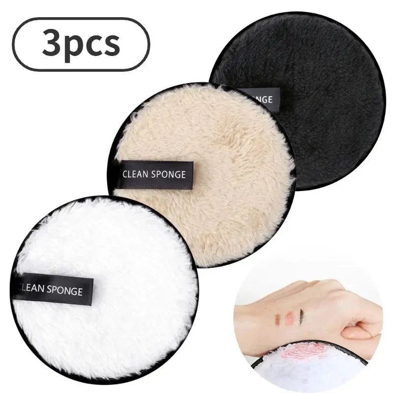 3Pcs Reusable Makeup Remover Pads Cotton Wipes Microfiber Cosmetics Washable Make Up Towel Face Cleansing Sponge Skin Care Tools J&M Cheap Store