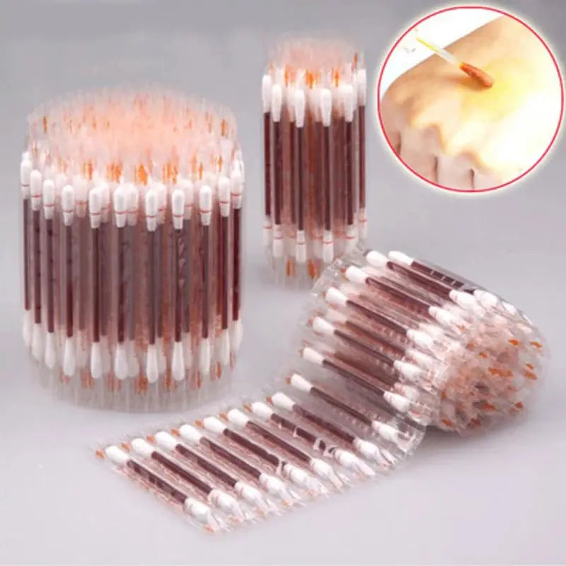 50/10PCS Multifunction Disinfected Stick Make Up Wood Iodine Disposable Medical Double Cotton Swab Makeup Portable Bar J&M Cheap Store