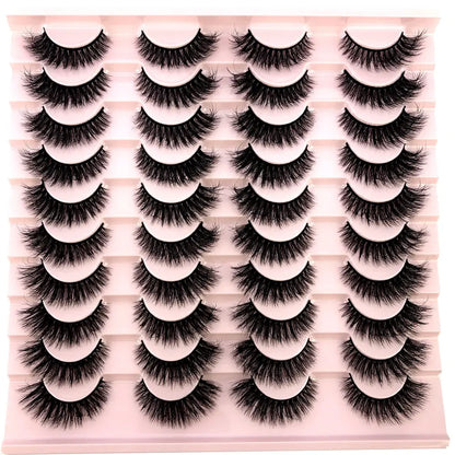 HBZGTLAD 20 pairs 3D Mink Eyelashes Thick Natural False Eyelashes Crisscross Fake Eyelashes Make Up Extension Eyelash For Beauty J&M Cheap Store