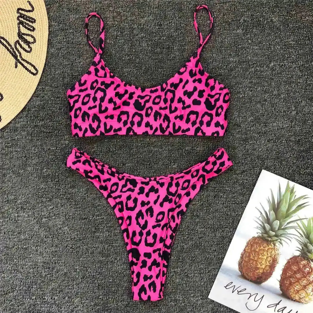 14 Farben S - XL Sexy Leopard Bikini Frauen Bademode Weiblichen Badeanzug Zwei-stück Bikini set Brasilianische Badende Badeanzug schwimmen V871 J&M Cheap Store