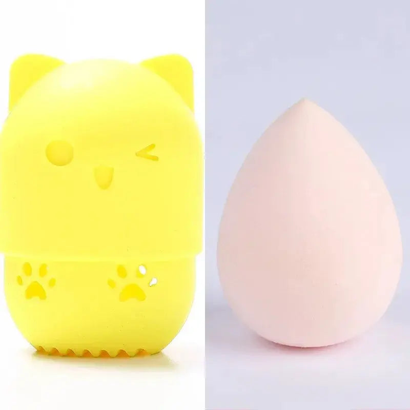 Colorful Cat  Portable Powder Puff Holder Sponge Make Up Drying Cases Soft Silicone Cosmetic Sponge Boxs Holder with Beauty Eggs J&M Cheap Store