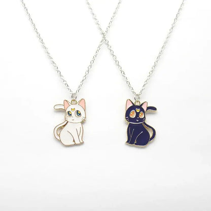 Fashion Sailor Moon Cat Pendant Necklace for Women Cute Anime Geometry Titanium Steel Couple Sweater Chain Jewelry Lover Gifts J&M Cheap Store