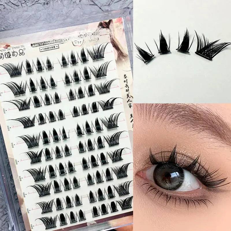 Glue-free and Make-up-free False Eyelashes 5D Fox False Eyelashes Self-adhesive Individual Eyelashes Dense Curls Eye Lashes J&M Cheap Store