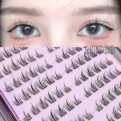 Glue-free and Make-up-free False Eyelashes 5D Fox False Eyelashes Self-adhesive Individual Eyelashes Dense Curls Eye Lashes J&M Cheap Store