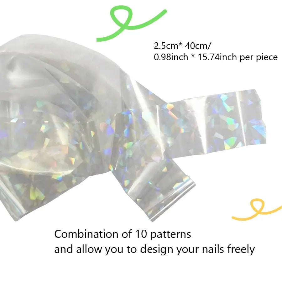 10 Rollen Nagelkunst Galaxy Folie Set, Transparente Holographische Transferfolie, Laser Starry Sky Aufkleber Maniküre Set J&M Cheap Store