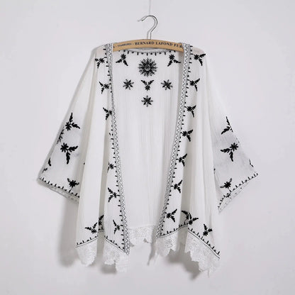 Women Embroidery Kimono Cardigan 2023 Boho Fashion Summer Shawl Shirt Blouse Sunscreen Lace Loose Tops Outwear Blusas Feminina J&M Cheap Store