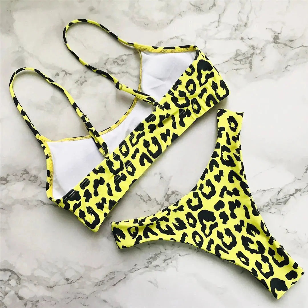 14 Farben S - XL Sexy Leopard Bikini Frauen Bademode Weiblichen Badeanzug Zwei-stück Bikini set Brasilianische Badende Badeanzug schwimmen V871 J&M Cheap Store