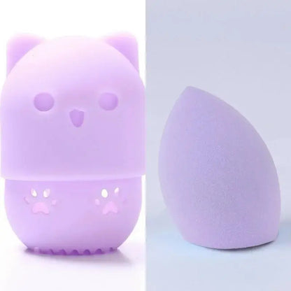 Colorful Cat  Portable Powder Puff Holder Sponge Make Up Drying Cases Soft Silicone Cosmetic Sponge Boxs Holder with Beauty Eggs J&M Cheap Store