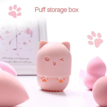 Colorful Cat  Portable Powder Puff Holder Sponge Make Up Drying Cases Soft Silicone Cosmetic Sponge Boxs Holder with Beauty Eggs J&M Cheap Store