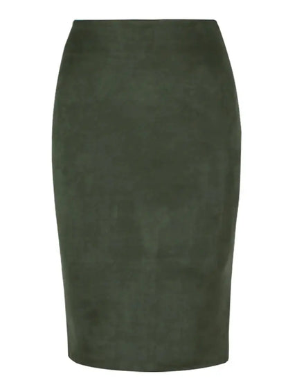 Sexy Multi Color Suede Midi Pencil Skirt Women 2024 Fashion Elastic High Waist Office Lady Bodycon Skirts Saias - J&M Cheap Store