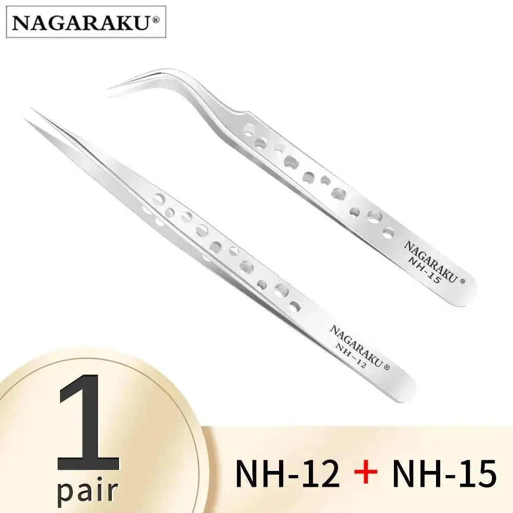 NAGARAKU Make-Up Wimpern 2 stücke set N-01 N-02 Wimpern Pinzette NH-12 NH-15 Genaue Wimpern ST-12 ST-15 Pincet Edelstahl J&M Cheap Store