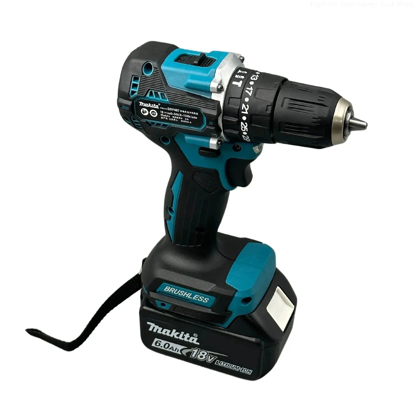 Makita DDF487 Screwdriver Cordless Percussion Drill 18V Electric Variable Speed Brushless Motor Impact Power Tools Power Drill - J&M Cheap Store