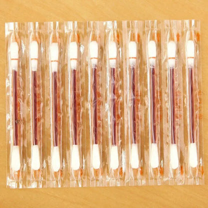 50/10PCS Multifunction Disinfected Stick Make Up Wood Iodine Disposable Medical Double Cotton Swab Makeup Portable Bar J&M Cheap Store